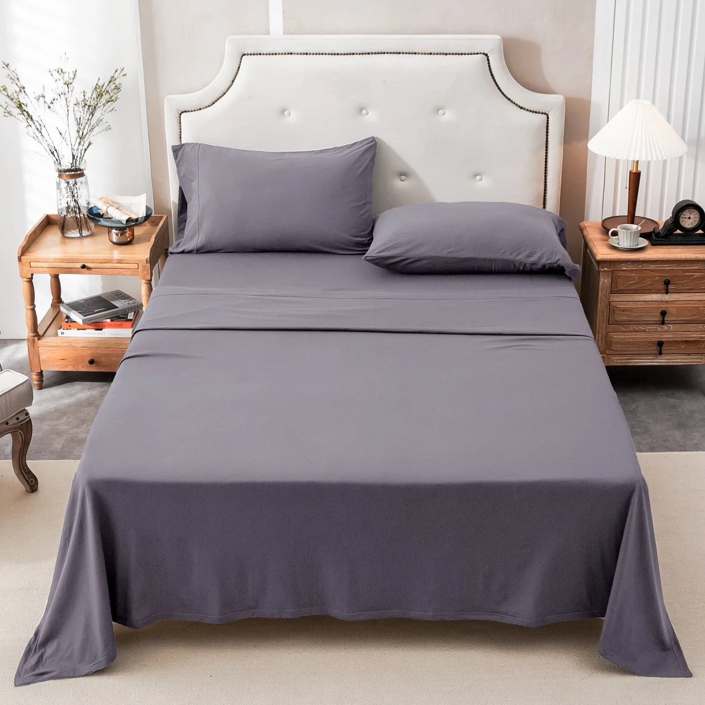 Cotton Jersey Knit Sheet Set 4 Piece Ultra Soft Breathable