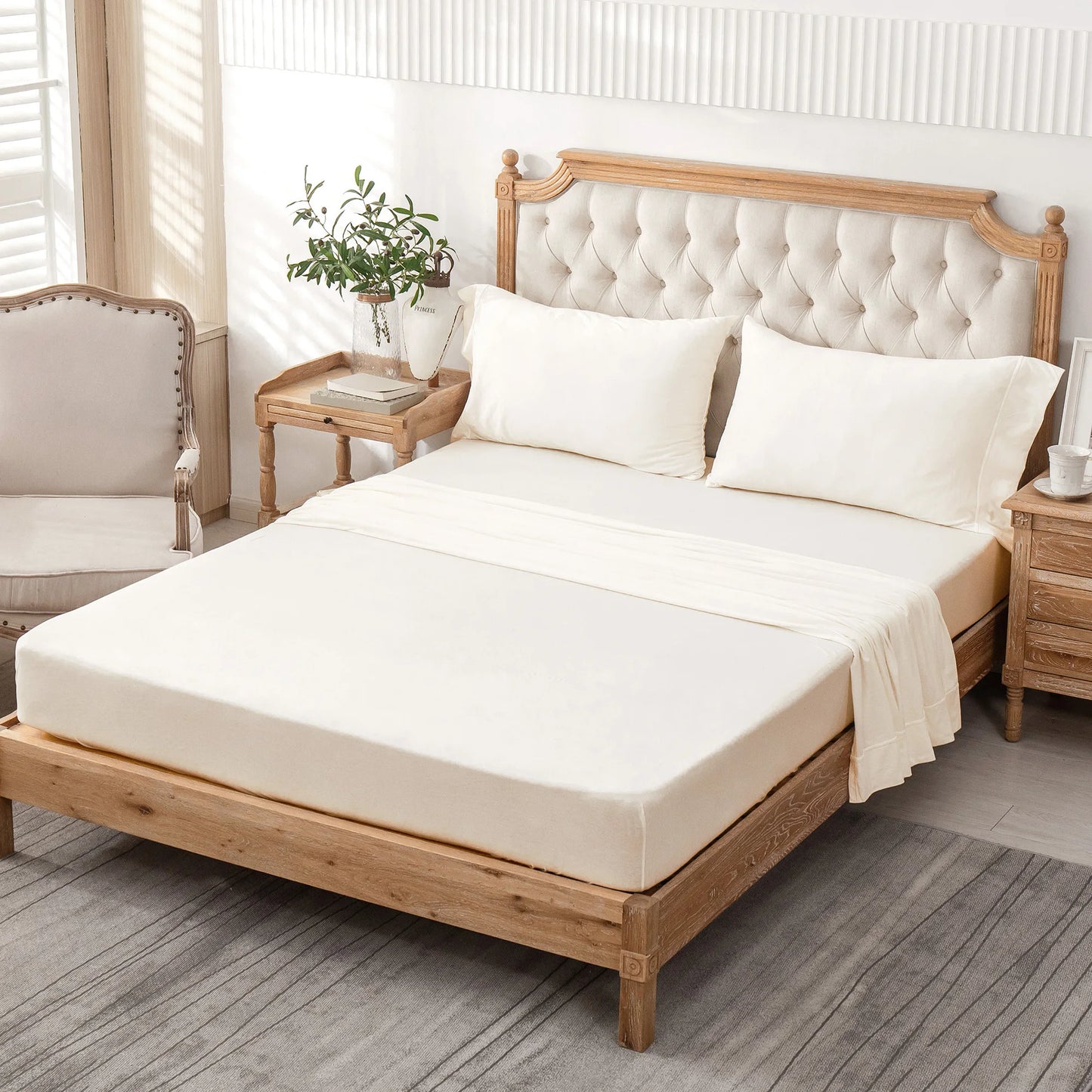Cotton Jersey Knit Sheet Set 4 Piece Ultra Soft Breathable