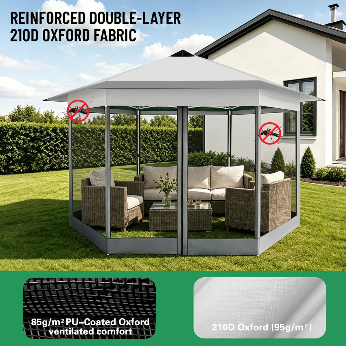 Tooluck Portable Gazebo Tent With Mosquito Netting Outdoor Canopy