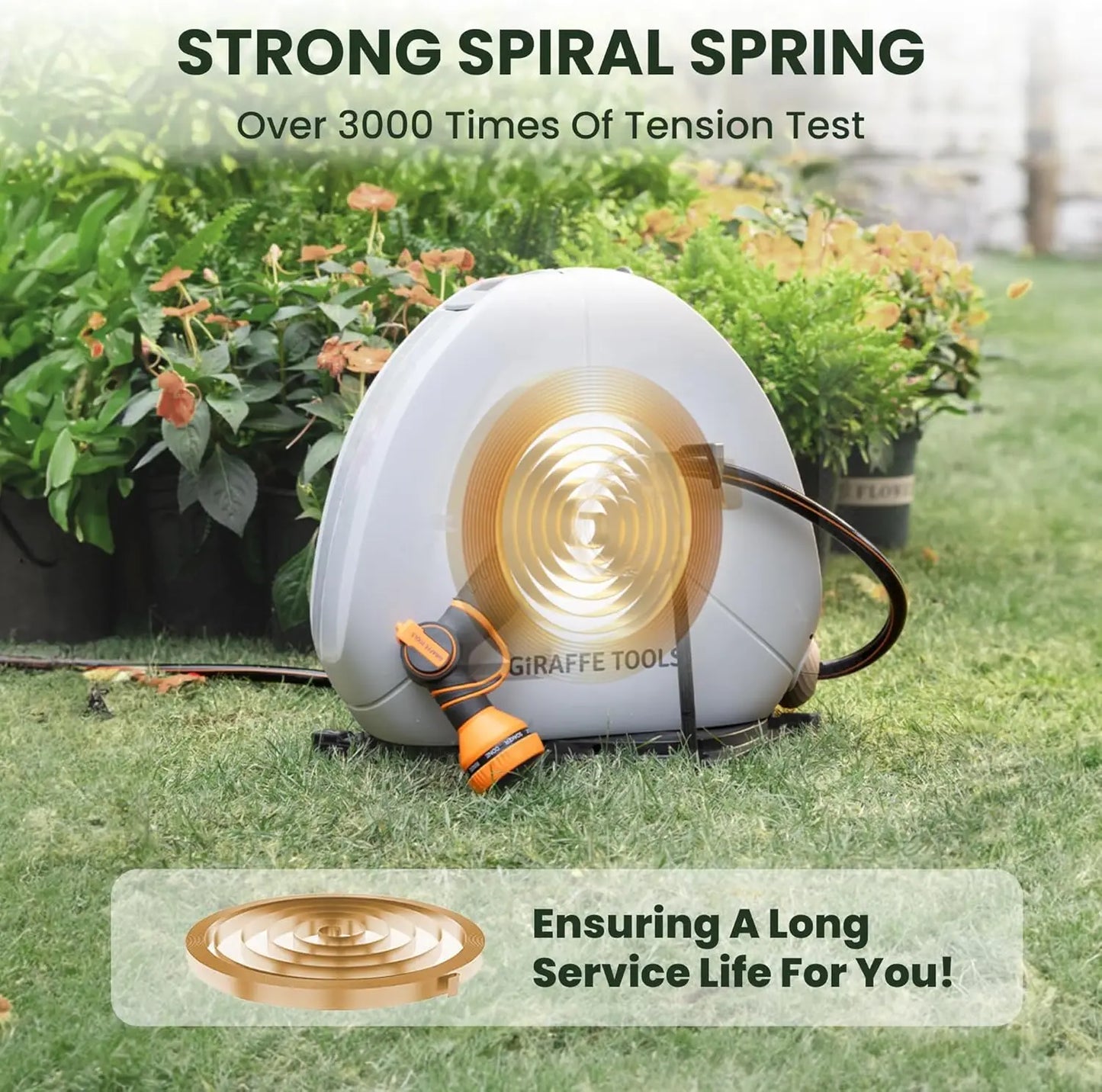 Giraffe Tools Retractable Hose Reel Ground Mount With Automatic Rewind