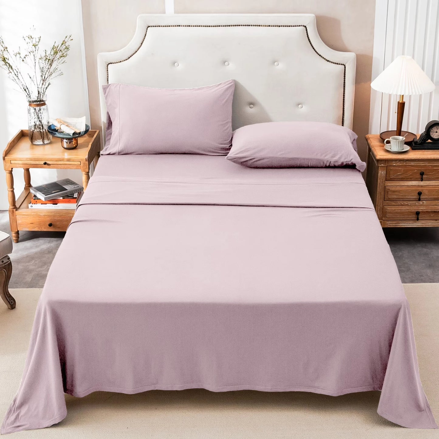 Cotton Jersey Knit Sheet Set 4 Piece Ultra Soft Breathable