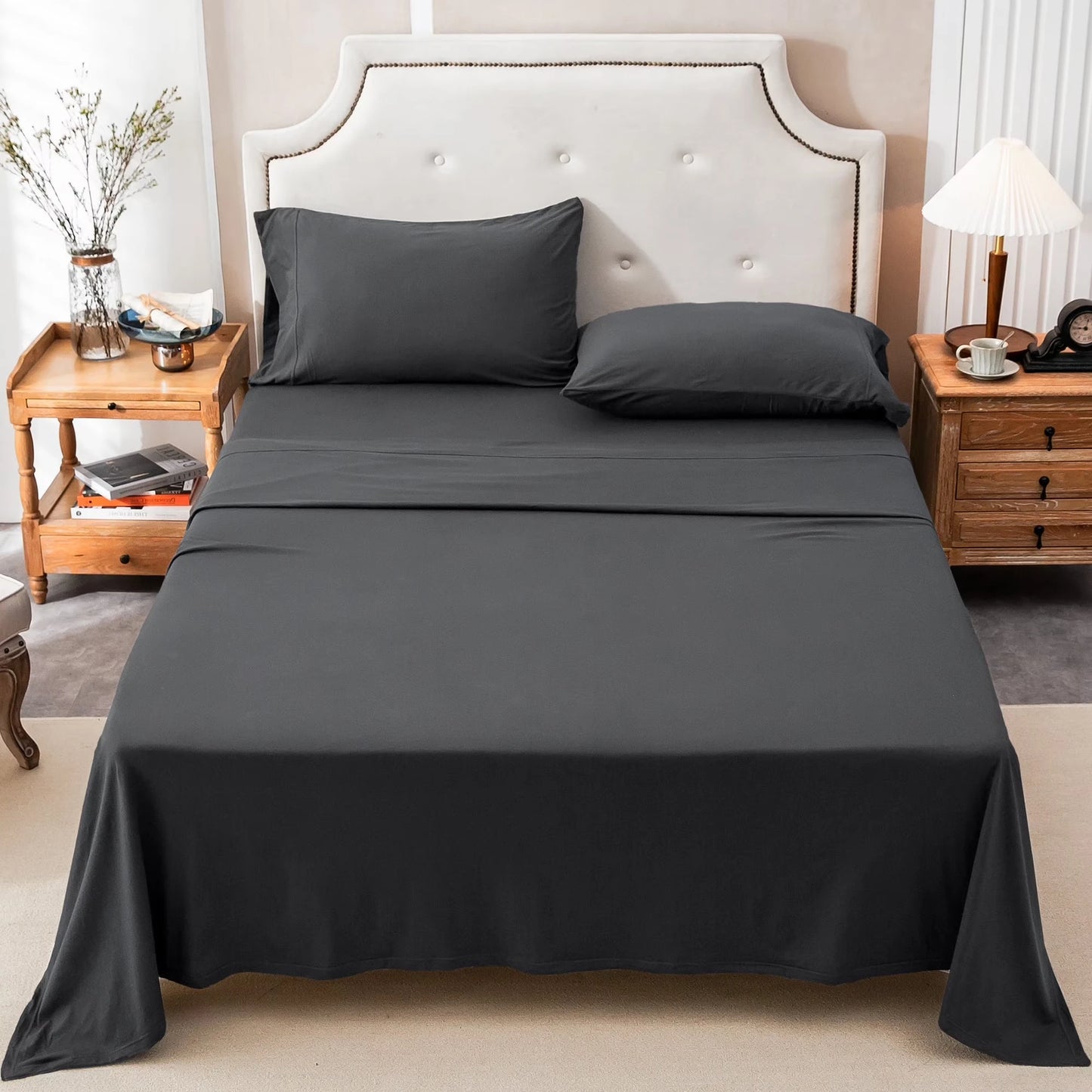 Cotton Jersey Knit Sheet Set 4 Piece Ultra Soft Breathable