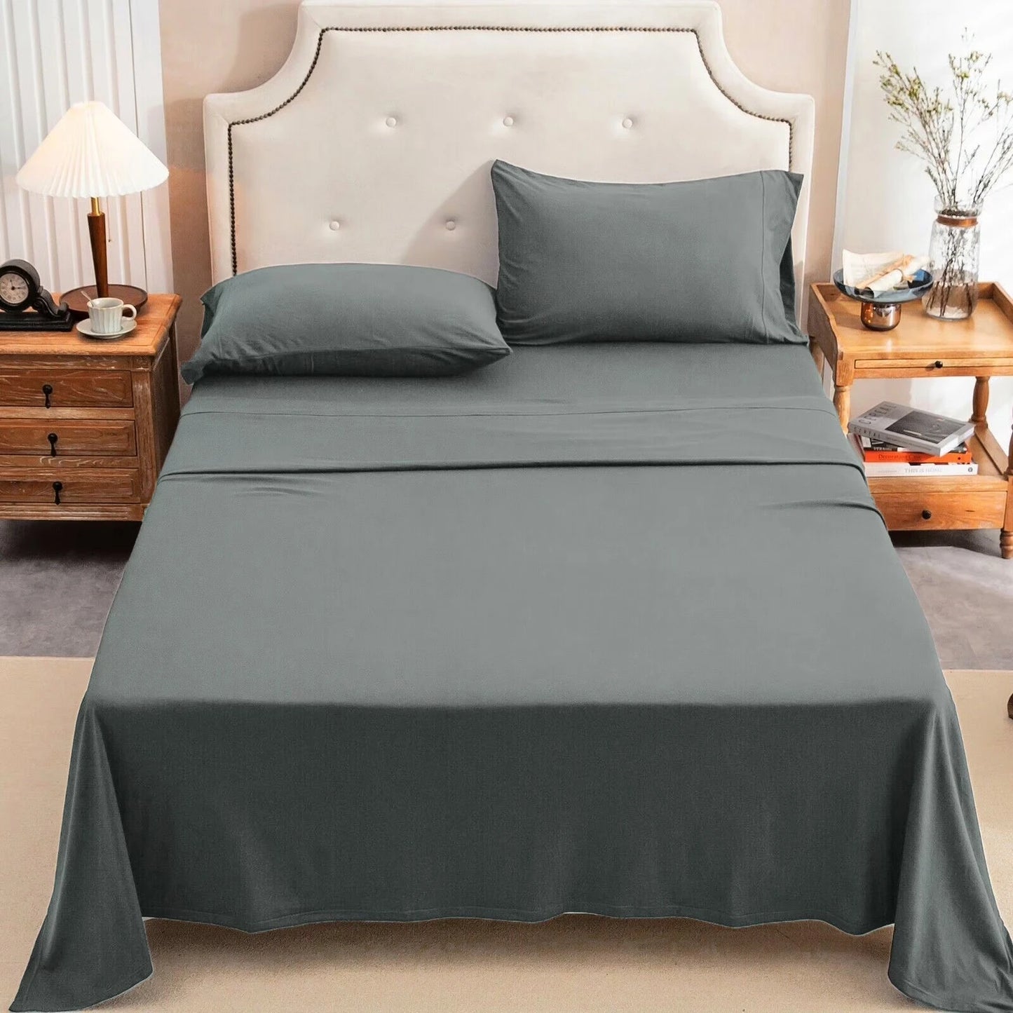 Cotton Jersey Knit Sheet Set 4 Piece Ultra Soft Breathable