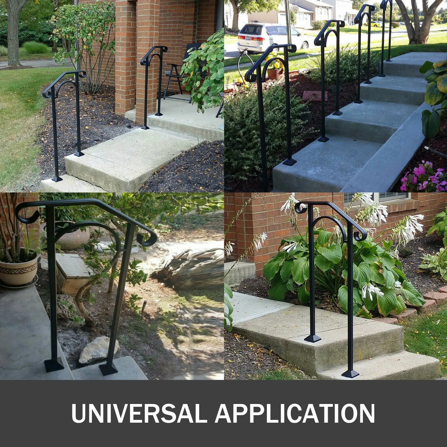Arch Iron Handrail For Outdoor Stairs With Installation Kit