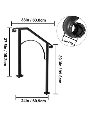 Arch Iron Handrail For Outdoor Stairs With Installation Kit