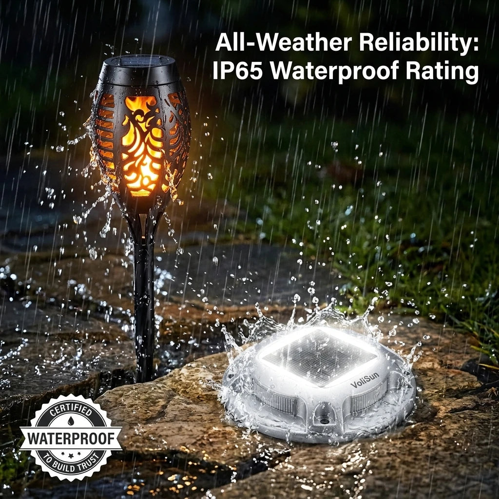 Solar Flickering Torch And Ground Lights For Garden Pathways