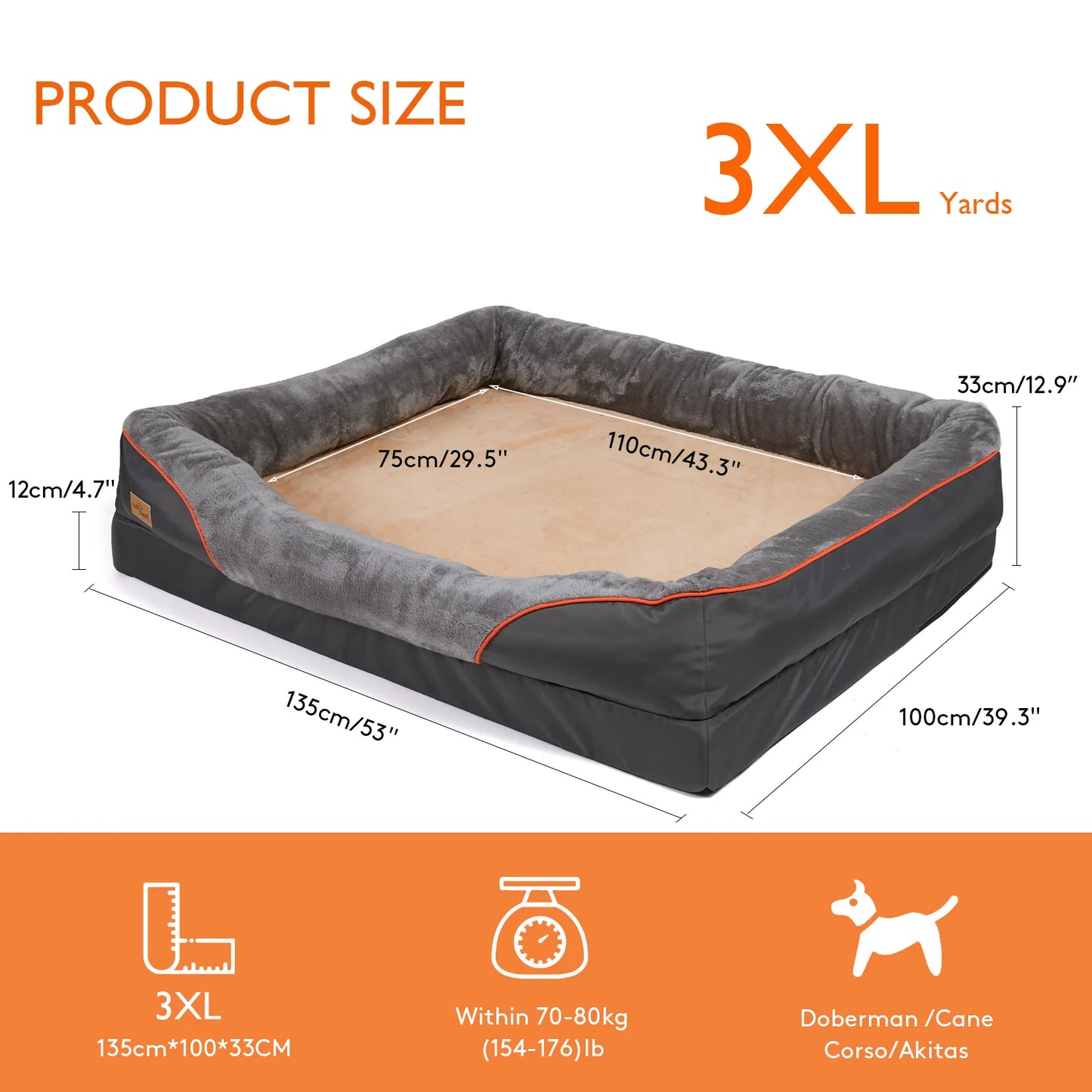 BINGOPAW Dog Bed Soft Comfortable Anti Allergy Washable Cover