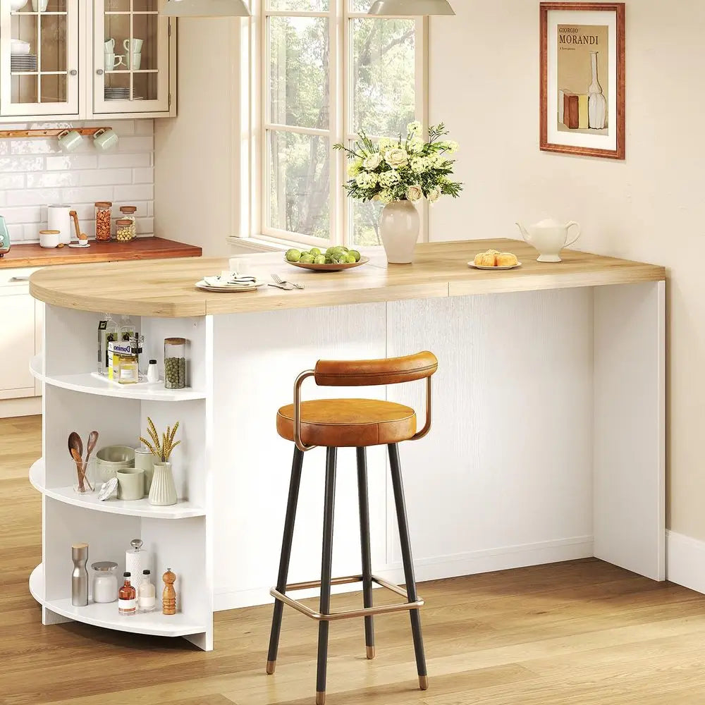 XMSJ Modern Kitchen Island With Storage And Seating