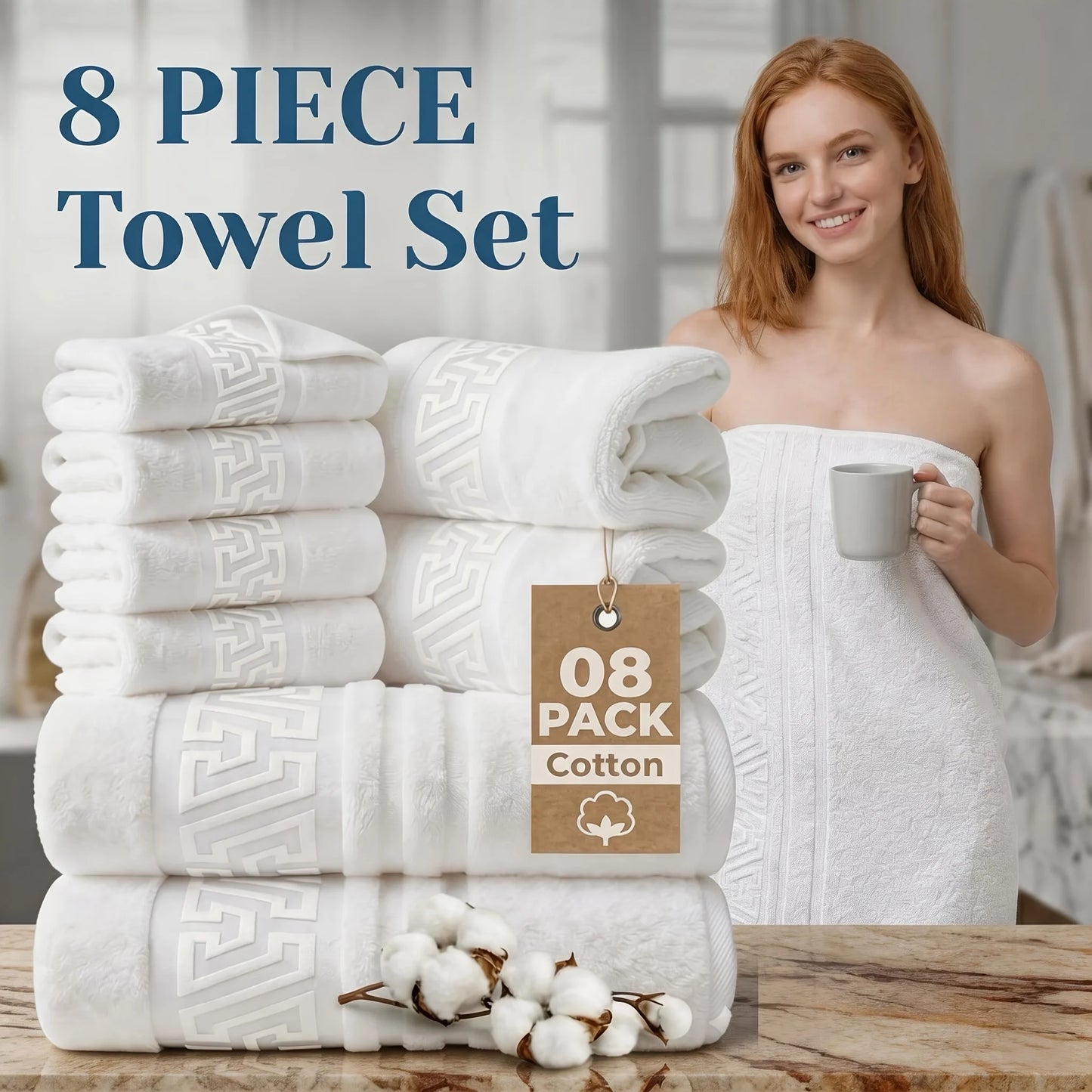 Cotton Bath Towel Set Absorbent And Quick Dry Premium
