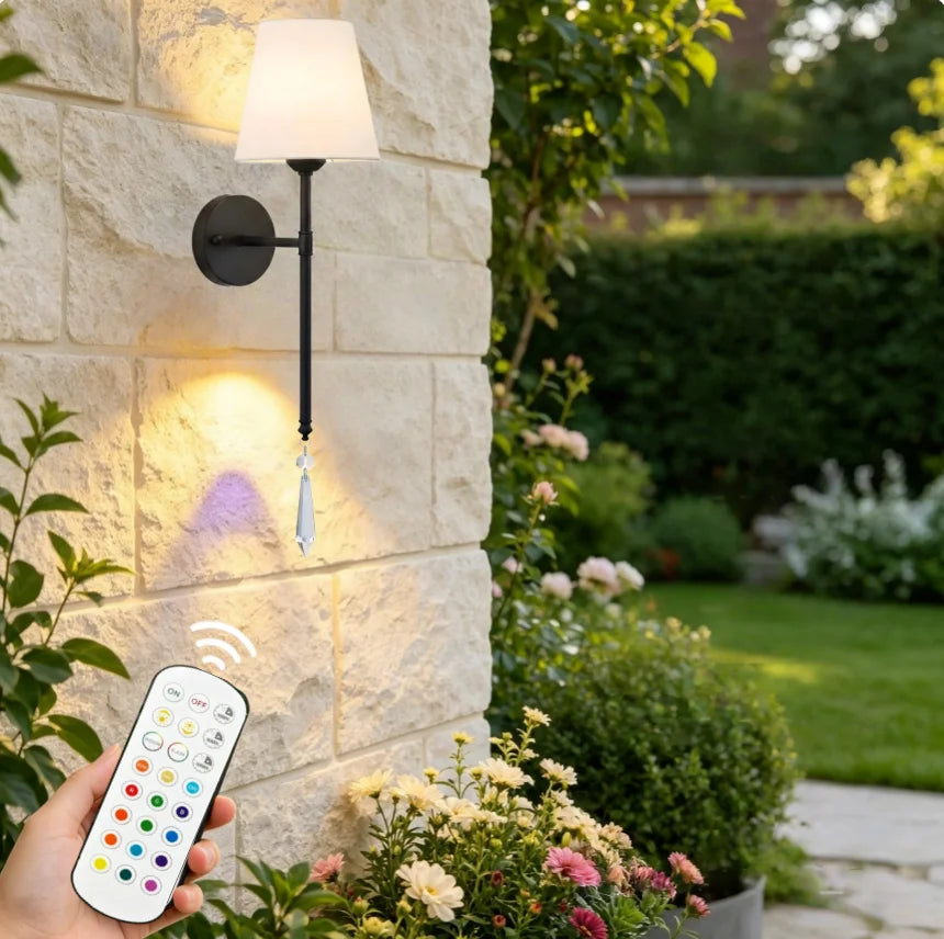 Two Pack Cordless Rechargeable Battery Wall Lamps With Remote Dimmable