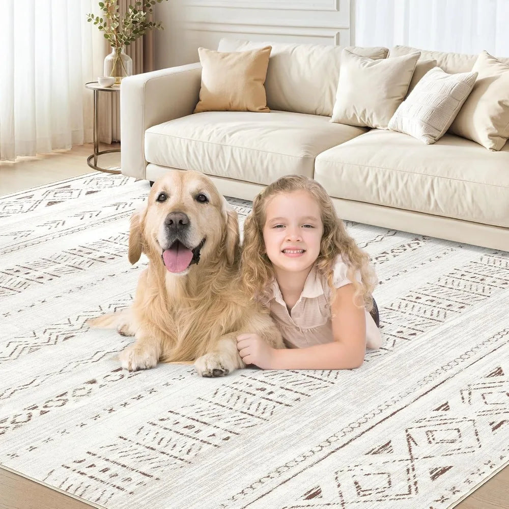 Soft Machine Washable Bohemian Moroccan Area Rug for Living Room