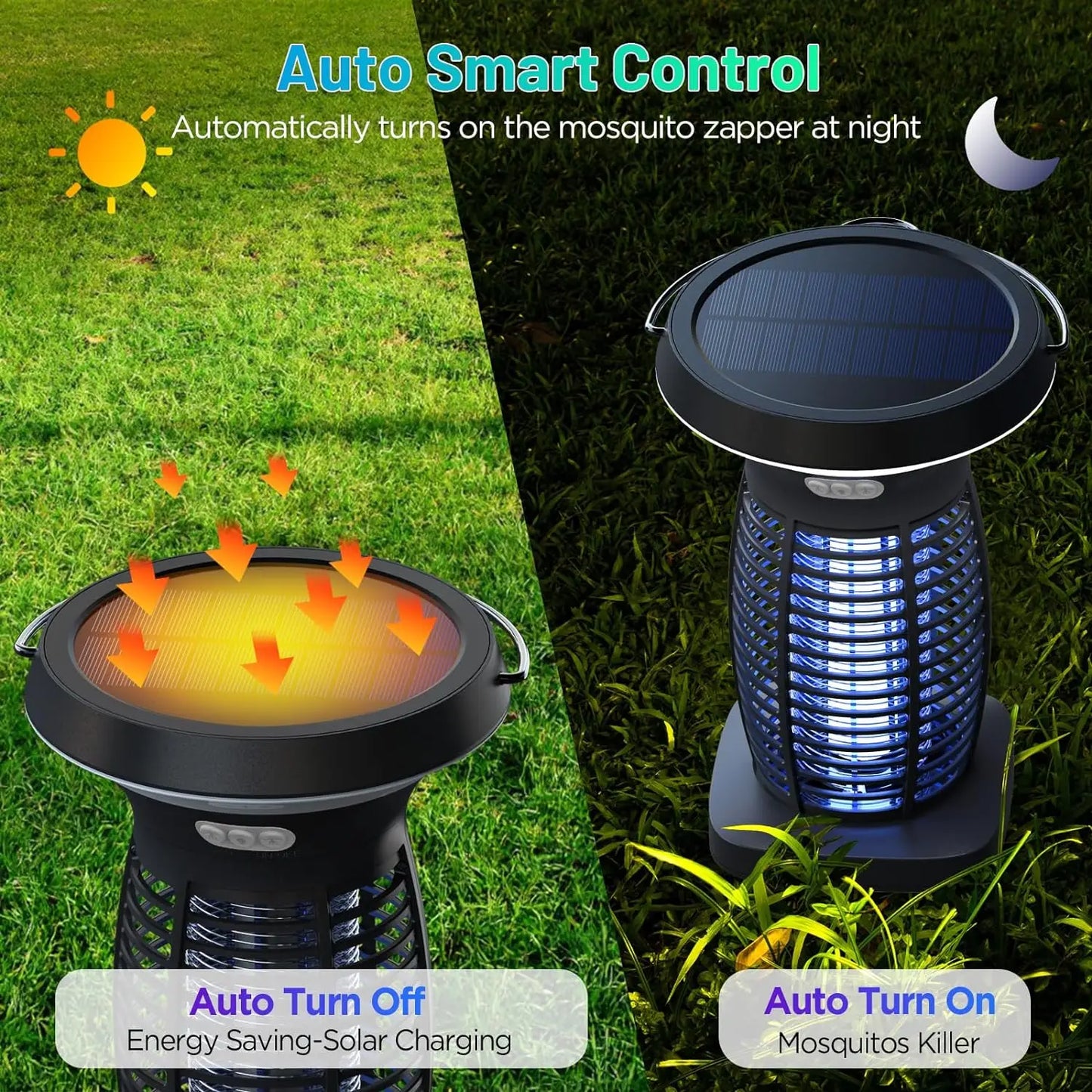 Solar Bug Zapper Outdoor Mosquito Zapper With Panel Sensor Night