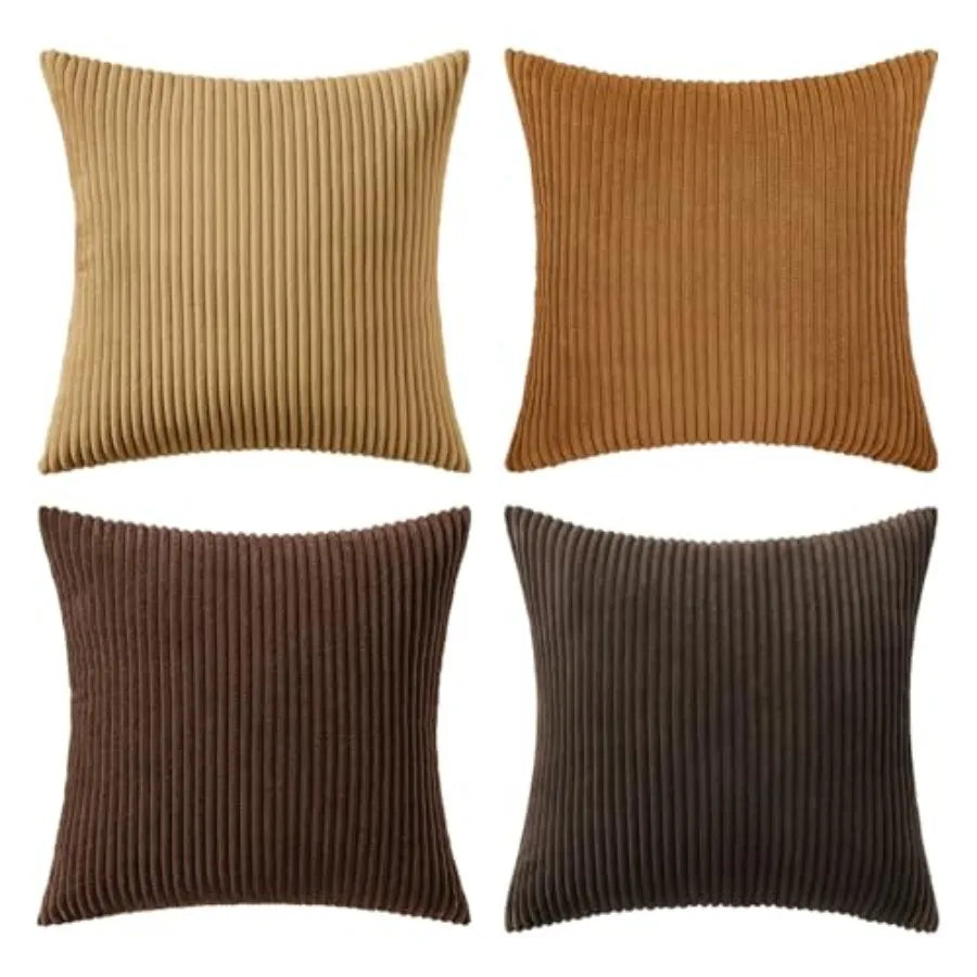 Boho Farmhouse Throw Pillow Covers Set Of 4 Corduroy Cushions