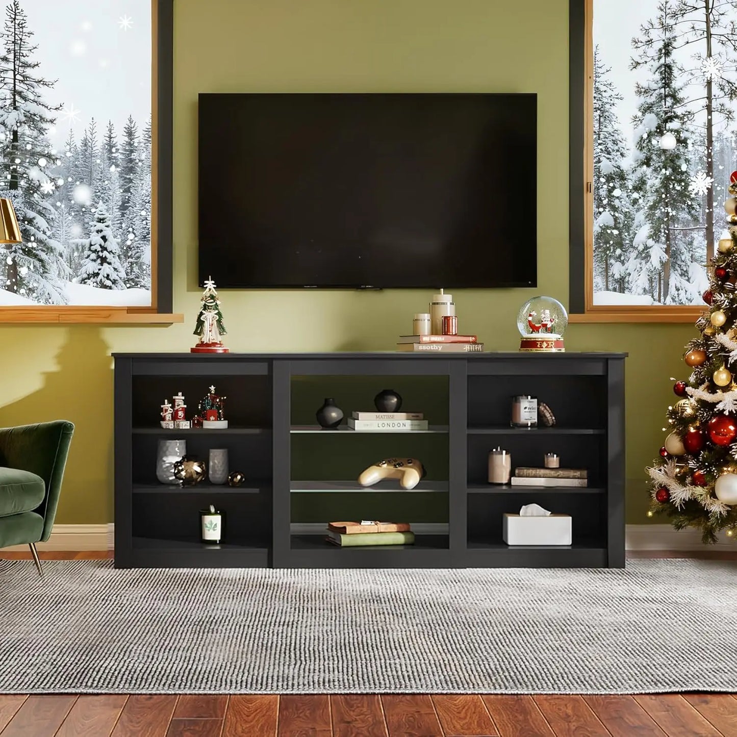 Modern TV Stand With Adjustable Shelves And RGB LED Lighting