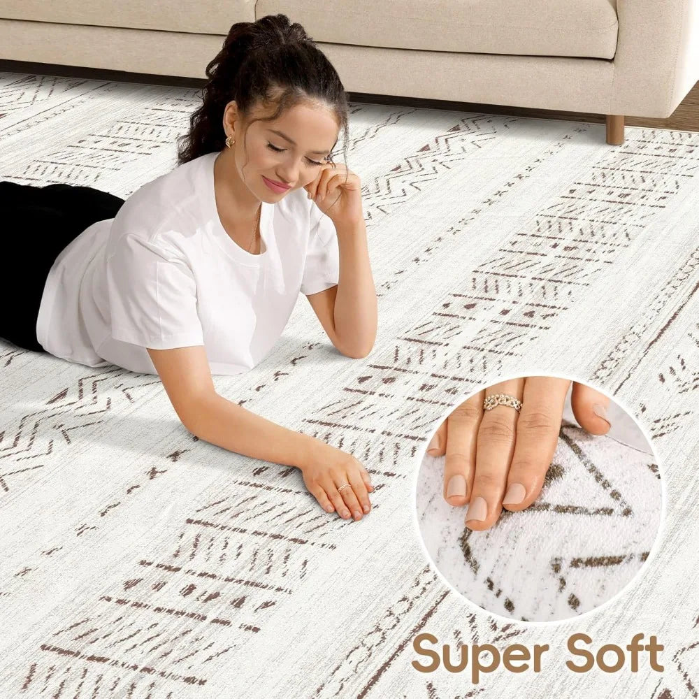 Soft Machine Washable Bohemian Moroccan Area Rug for Living Room