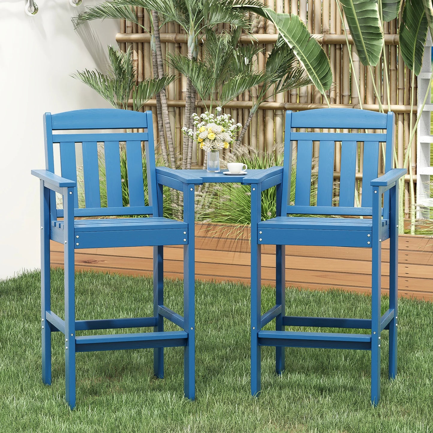 Farini Set Of 2 Tall Adirondack Chairs HDPE Bar Height