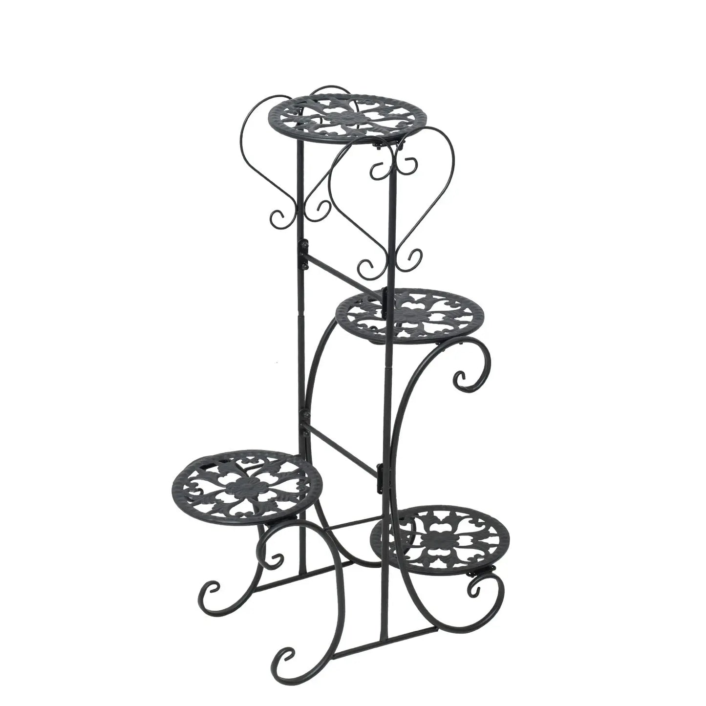 Wrought Iron Plant Stand for Four Pots Outdoor Garden Decor