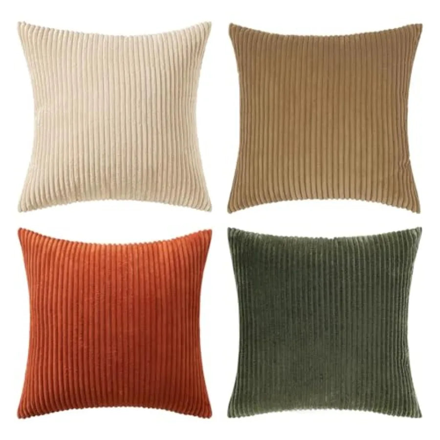Boho Farmhouse Throw Pillow Covers Set Of 4 Corduroy Cushions