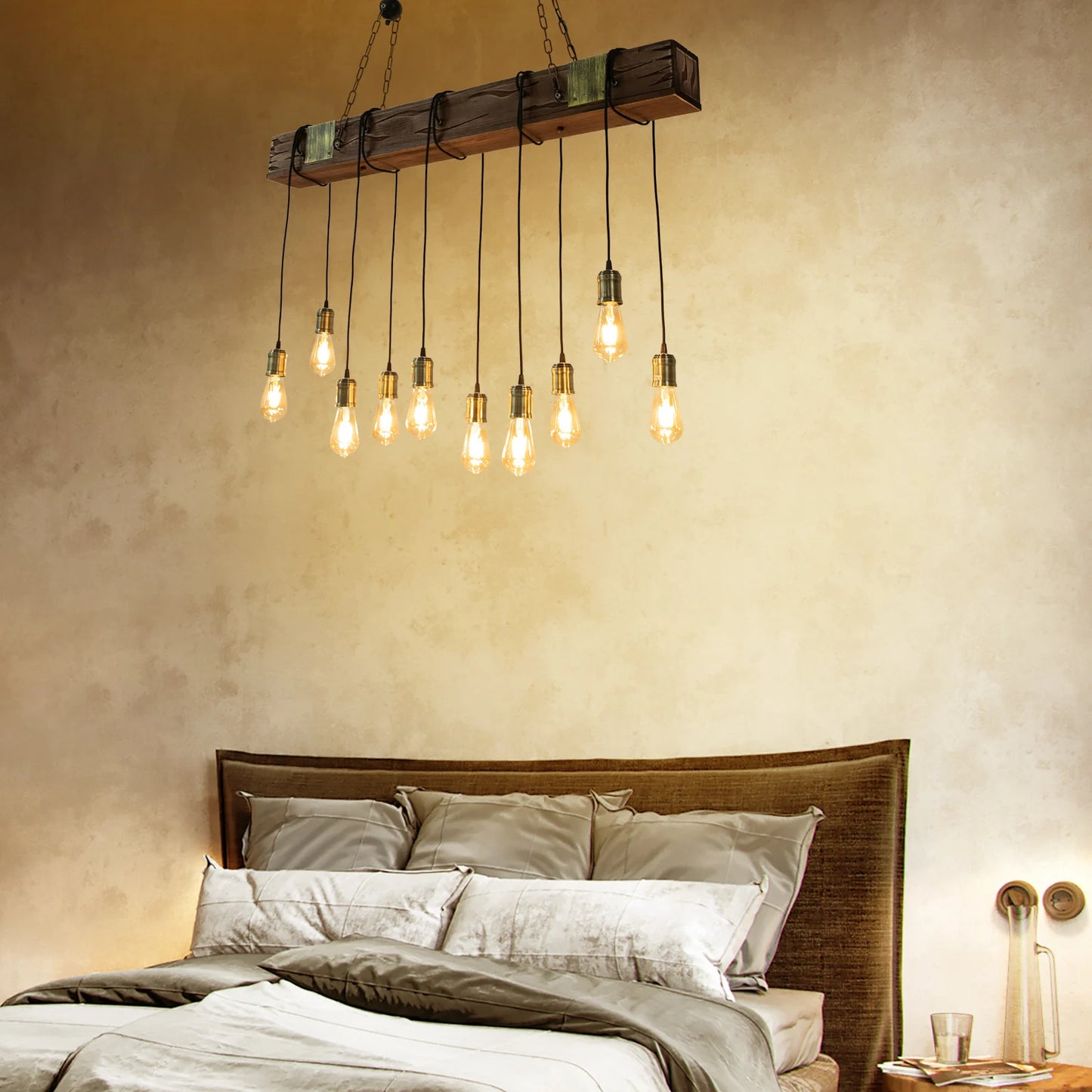 Vintage Wood Ceiling Chandelier Pendant Light E26 For Loft Bar