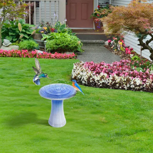 Ceramic Bird Bath Garden Ornament With Ombre Glaze