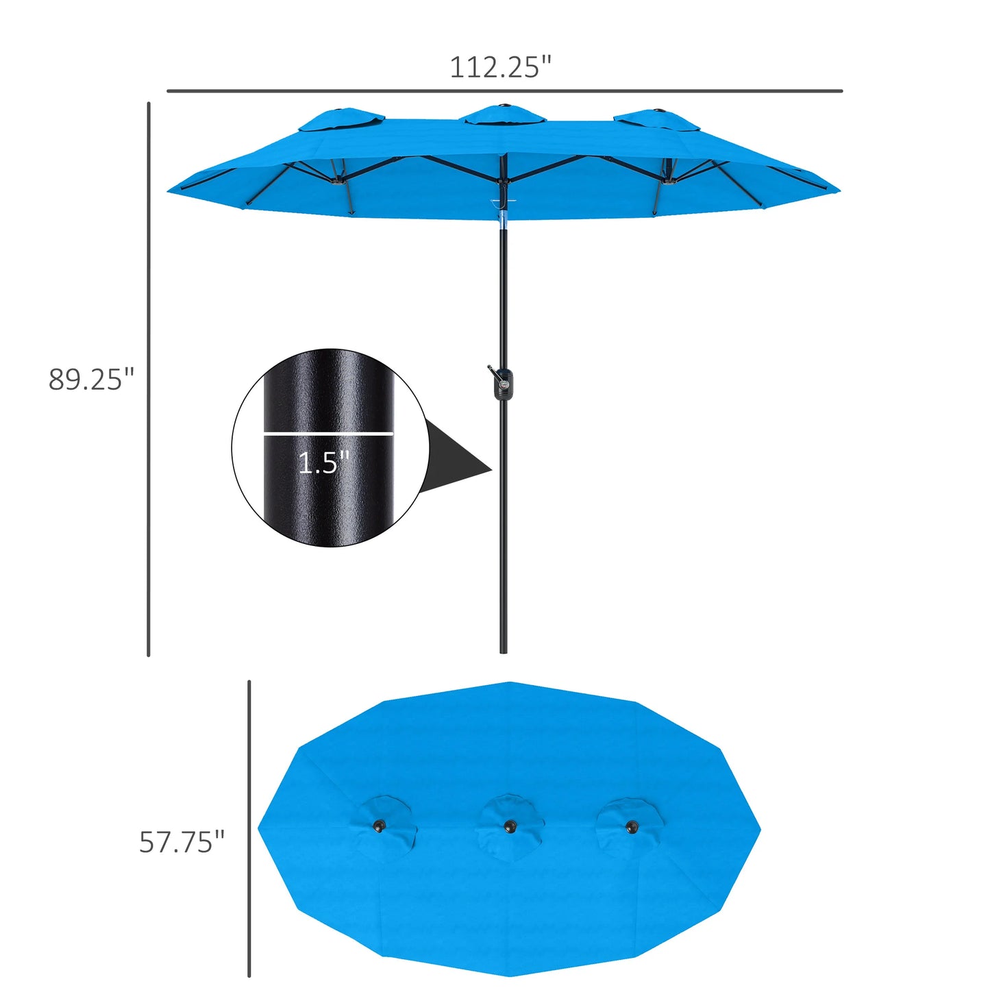 Outdoor Patio Umbrella With Tilt And Crank Double Sided Venting