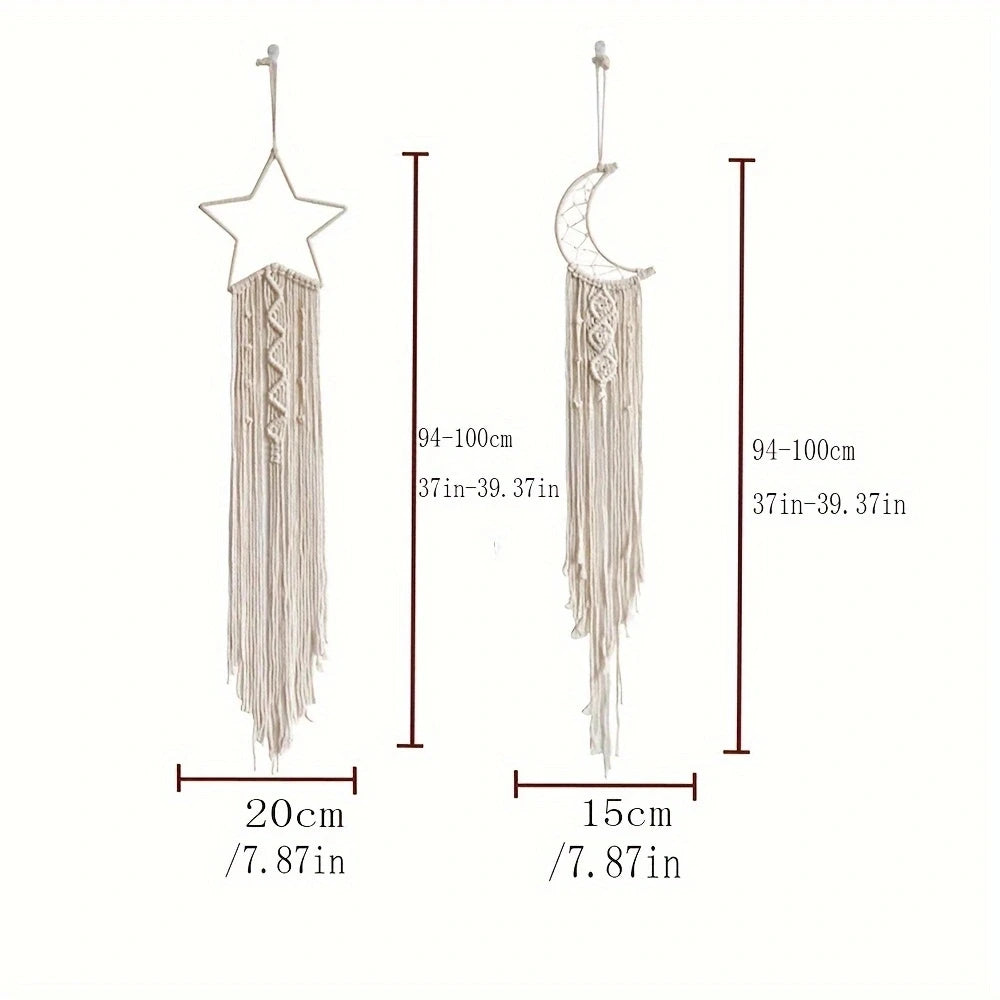 Dromenvanger Two Pack Star Moon Woven Pendants Home Decor