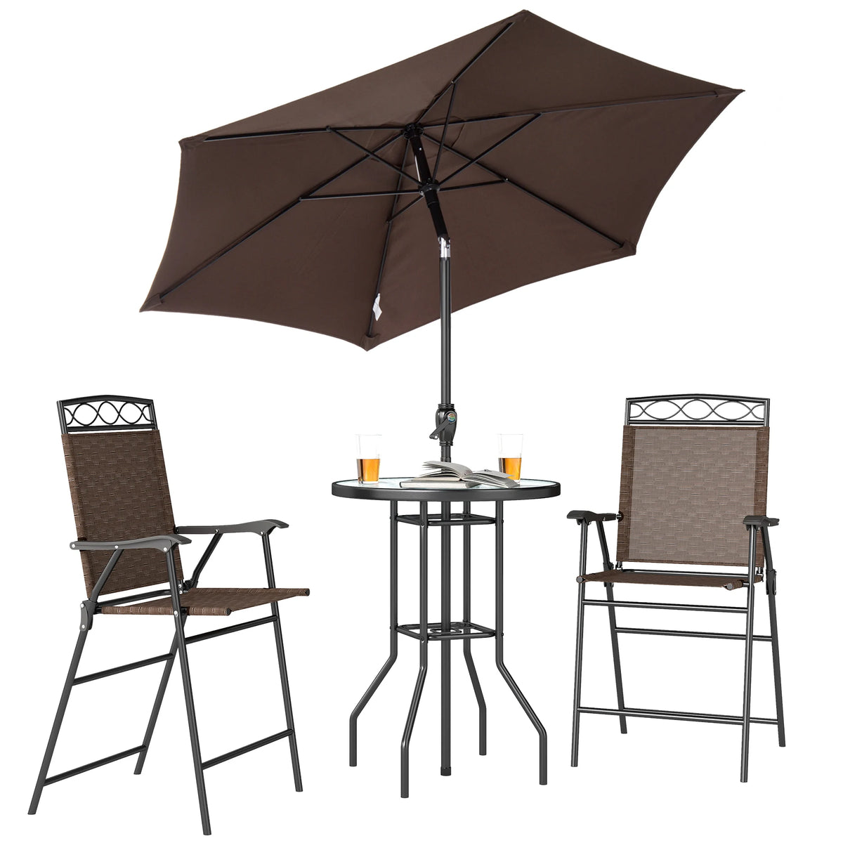Outsunny Outdoor Patio Dining Set With Table And Umbrella