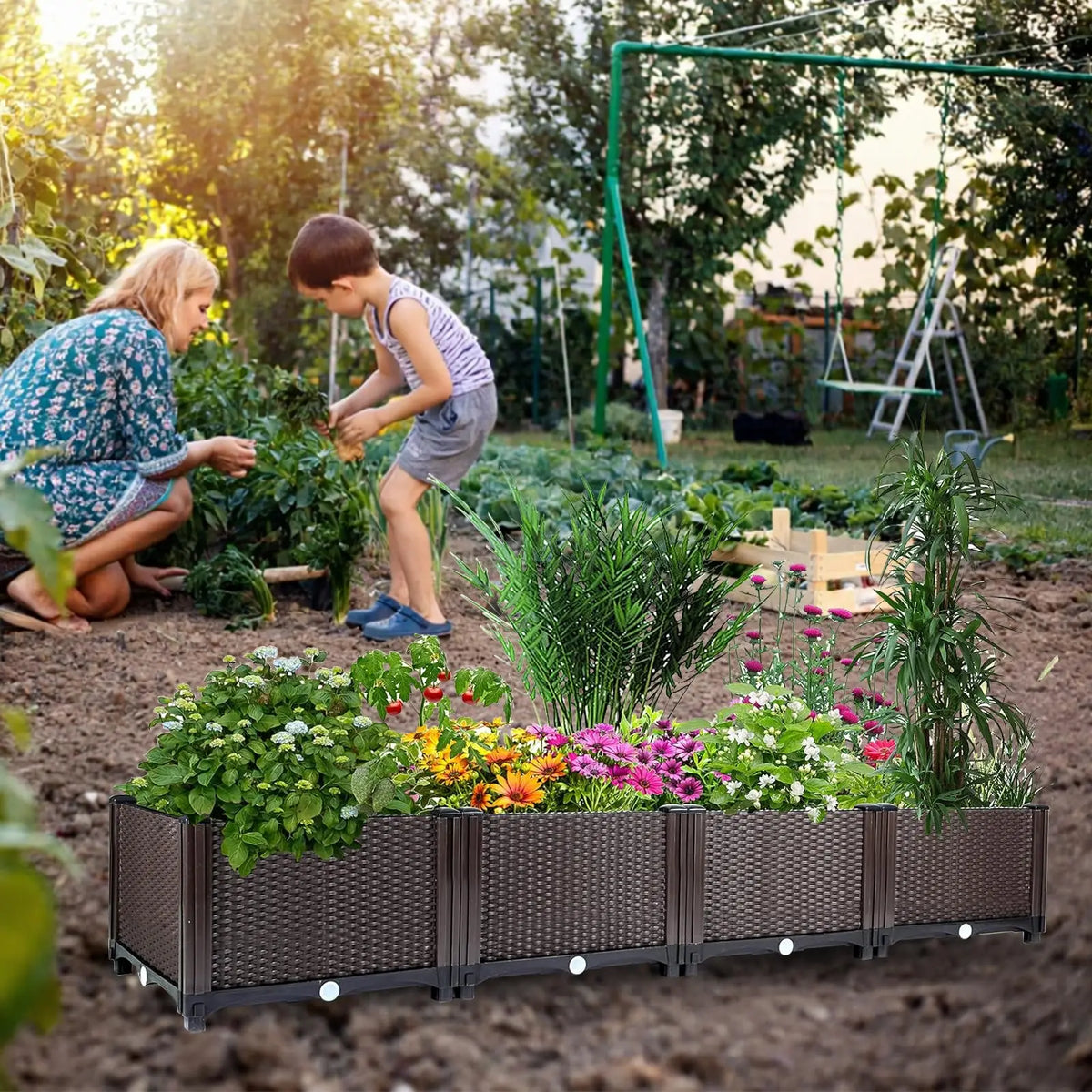 HiMISS Self Watering Raised Garden Planter With Drainage