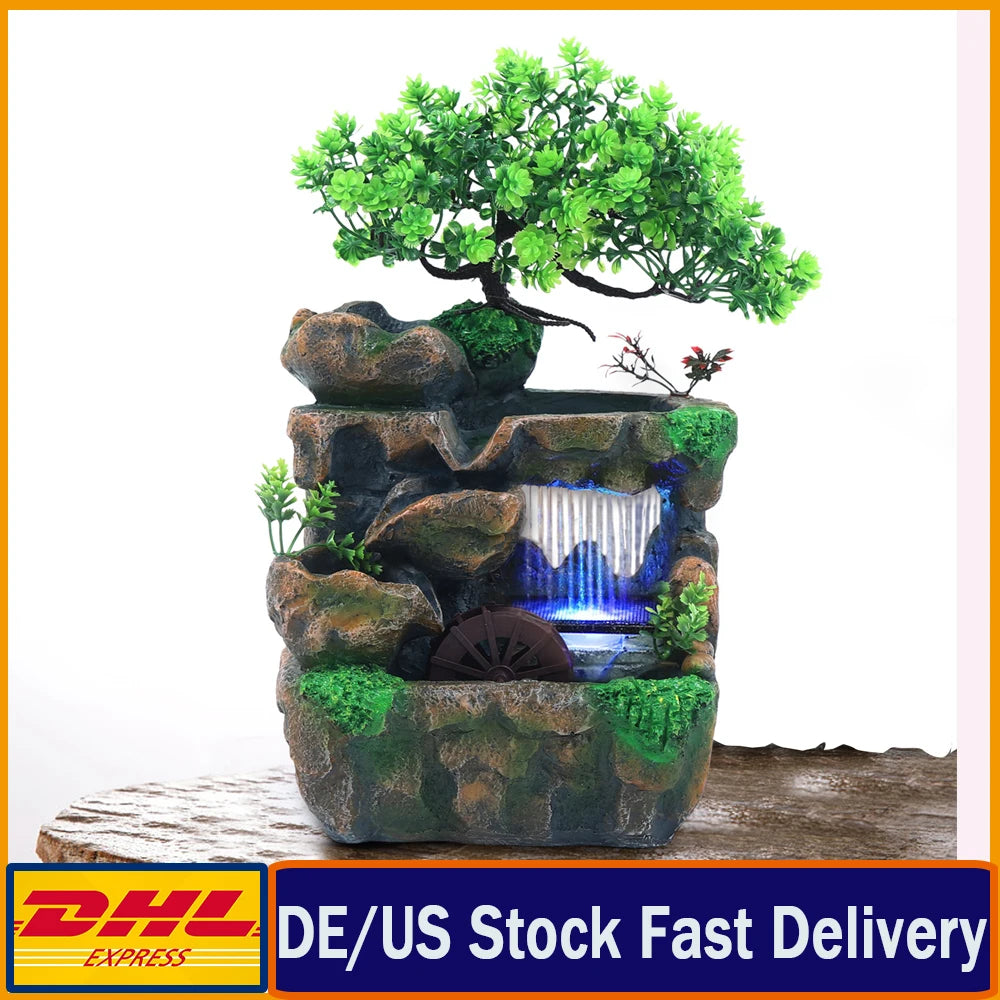 Indoor Room Fountain Waterfall Decor With Colour Changing LED Lighting