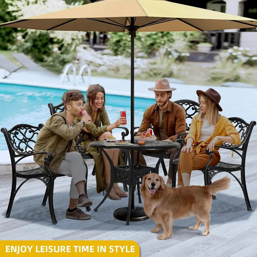 Round Outdoor Dining Table With Umbrella Hole For Patio