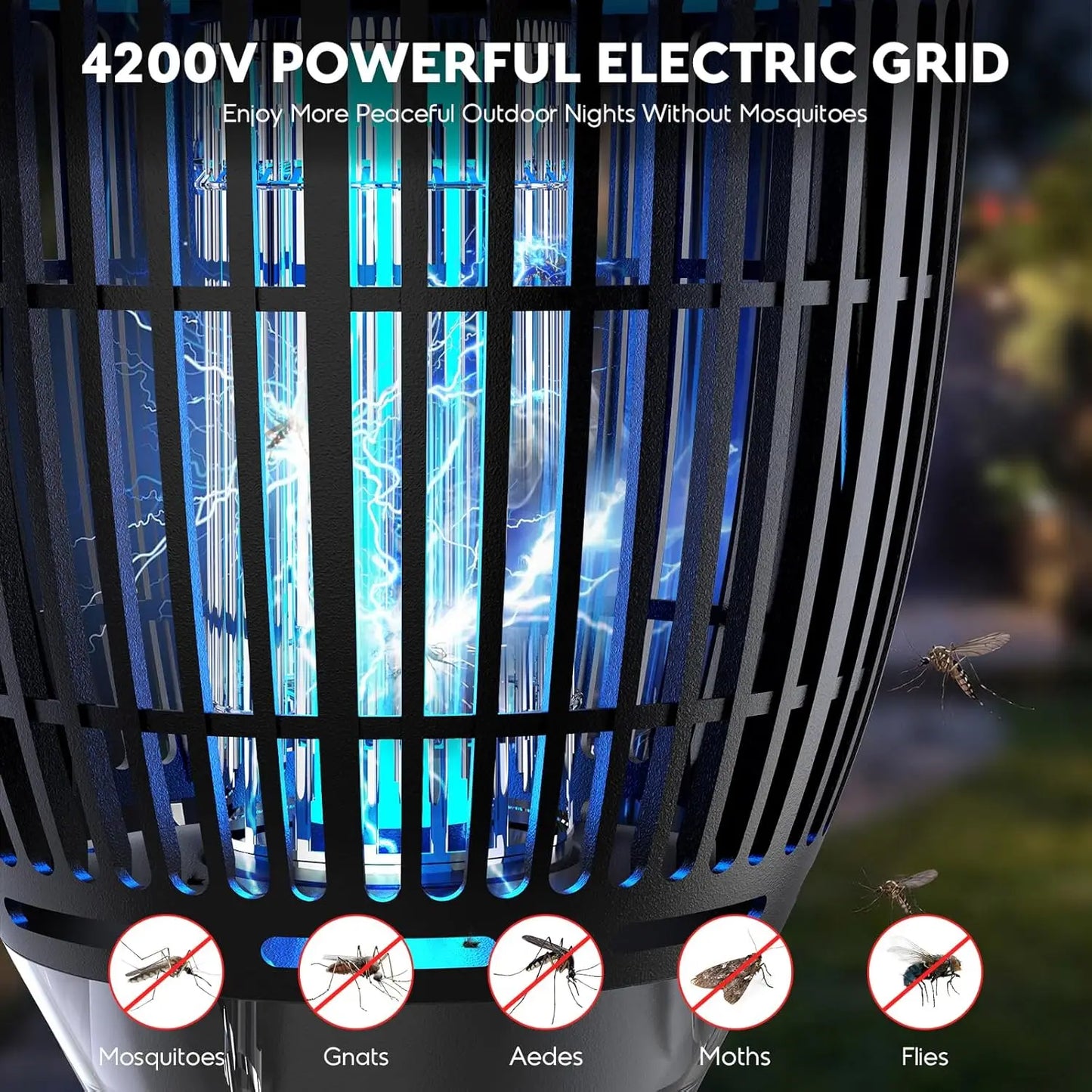 Solar Bug Zapper Outdoor 4200V 3 In 1 Backyard Zapper