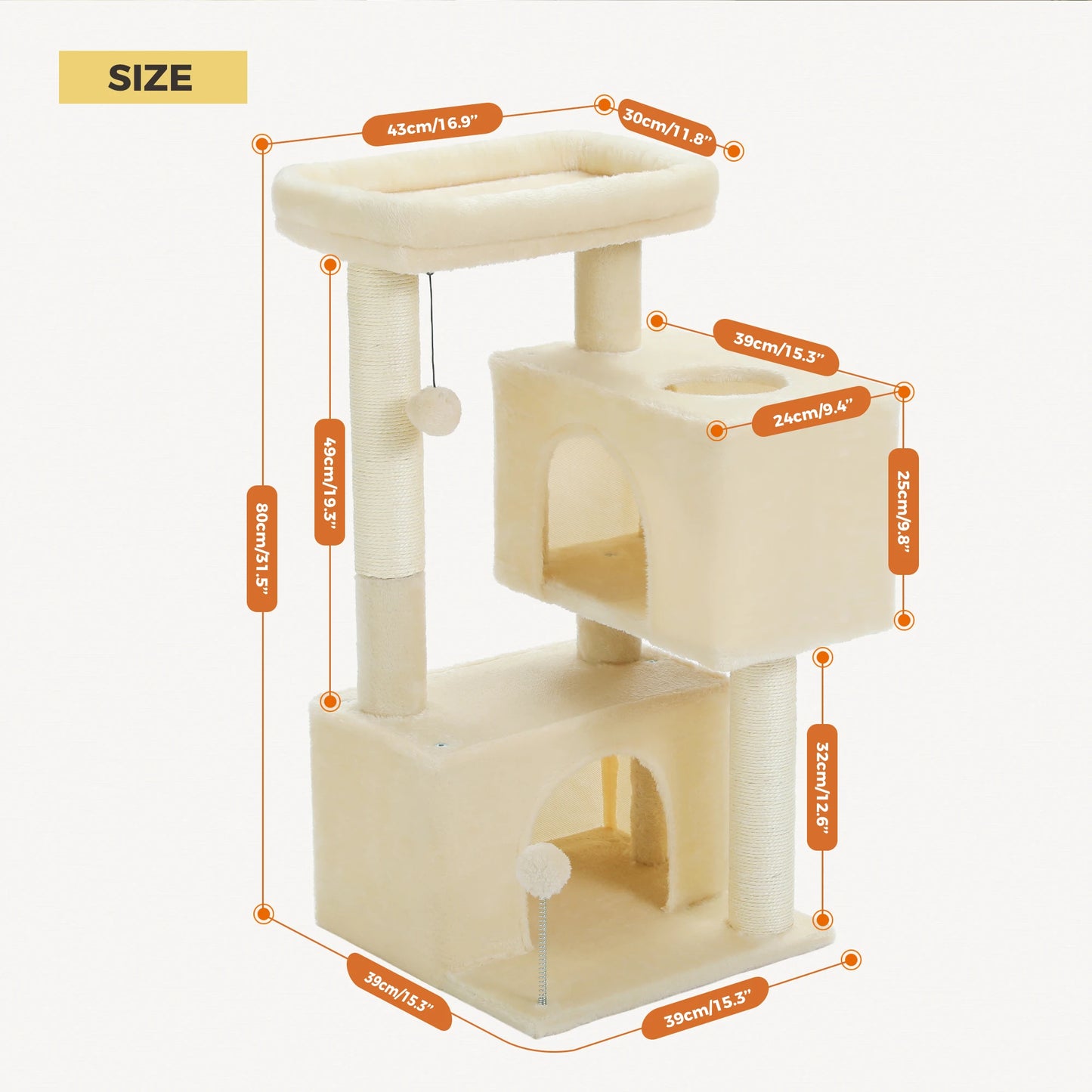 PAWZ Road Multi Level Cat Tree Tower With Scratching Posts