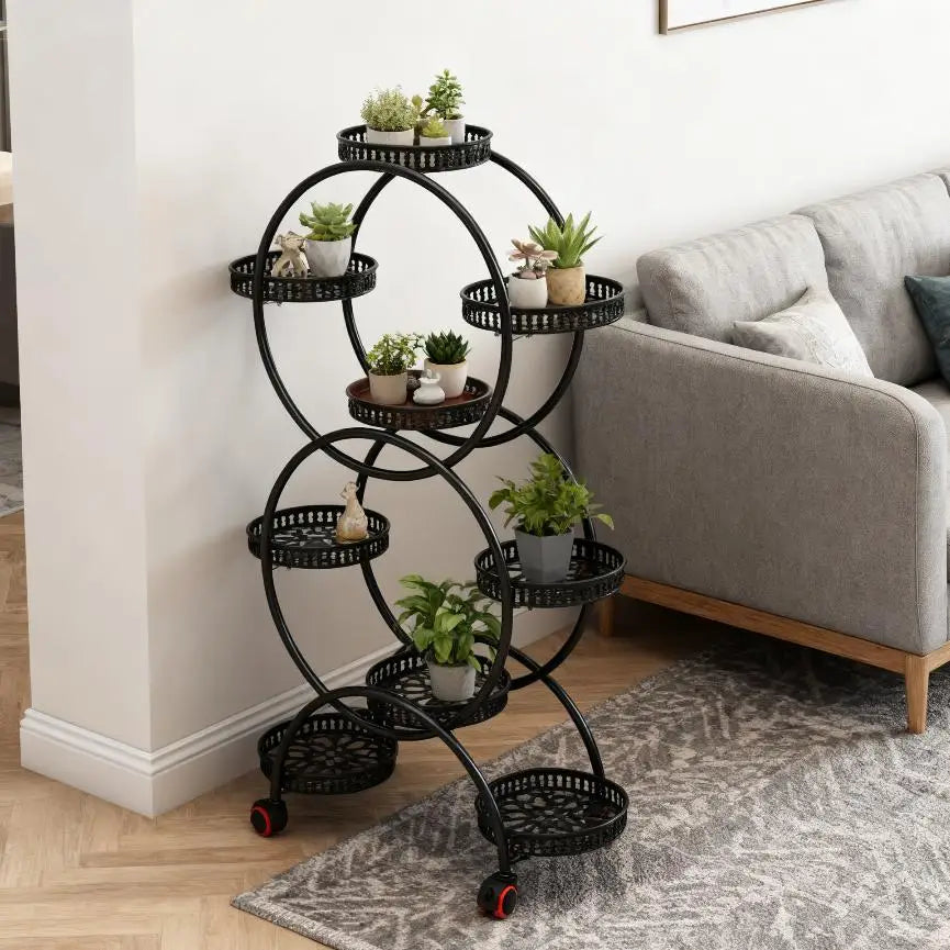 Metal Plant Stand Rack With Rolling Wheels For Indoor And Outdoor Use