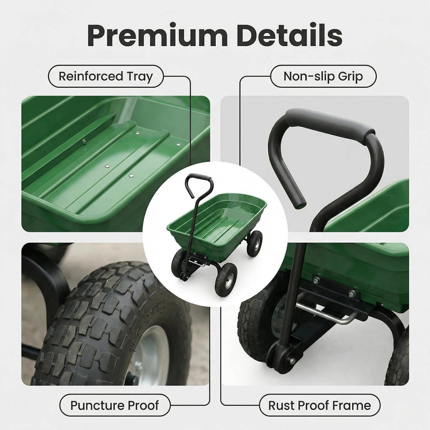 HiMISS 600 Lb Heavy Duty Four Wheel Garden Dump Cart