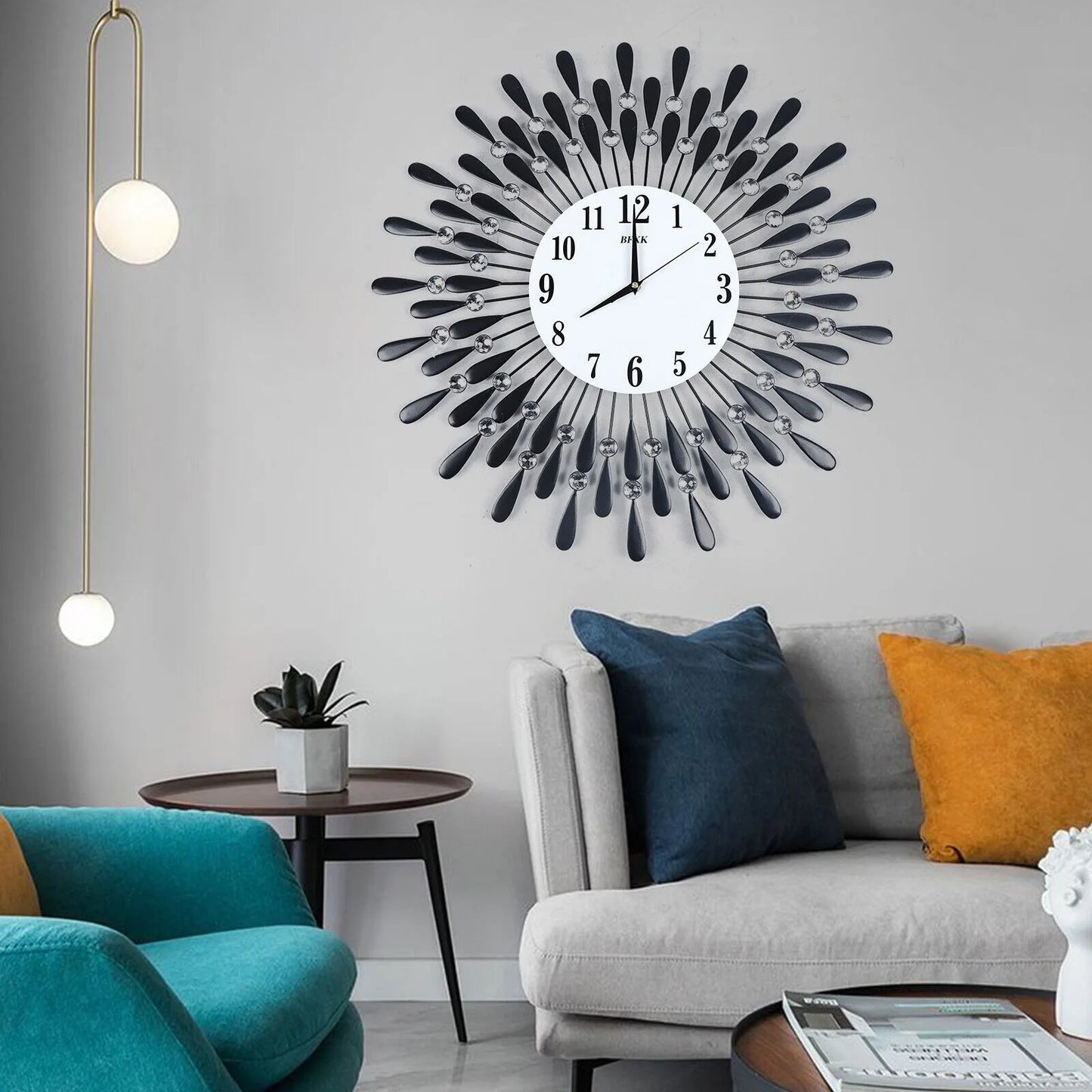 Feather Wall Clock With Smooth Quartz Movement For Indoor Decor