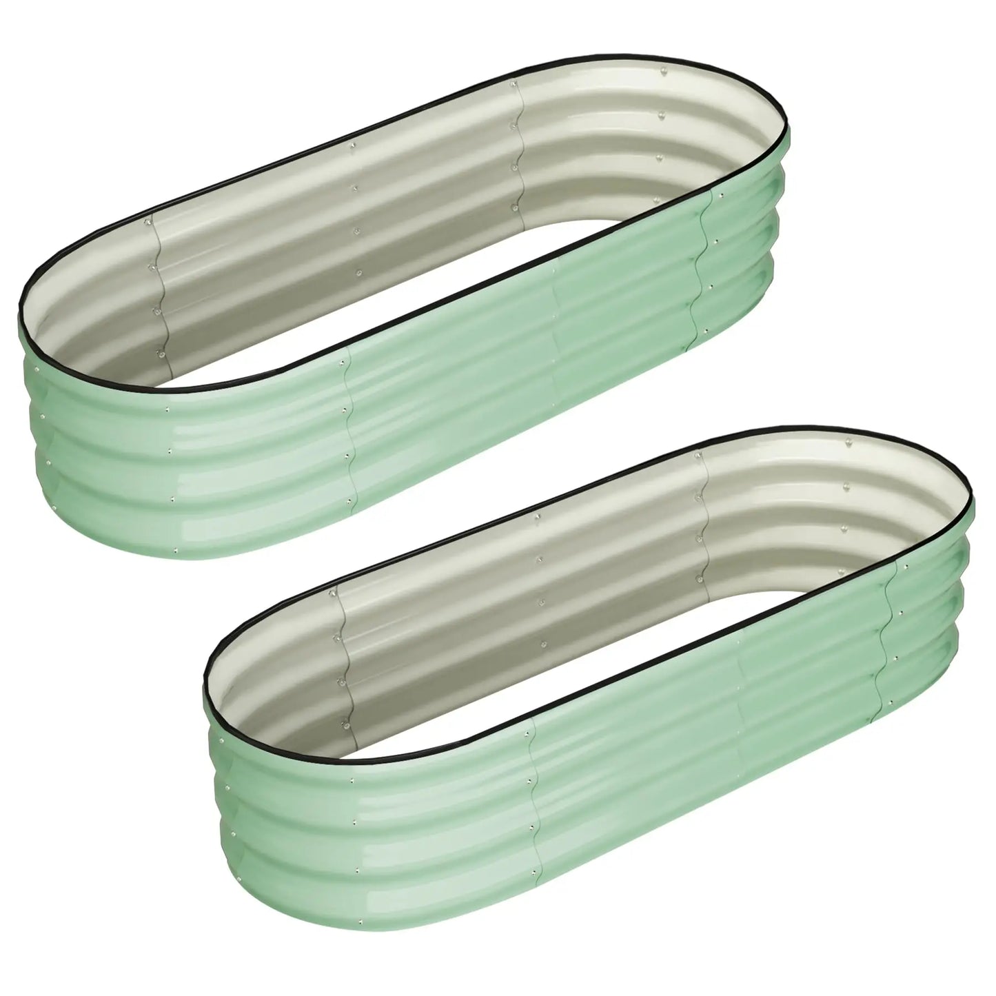 HiMISS Galvanized Oval Raised Garden Bed Open Bottom Two Pack