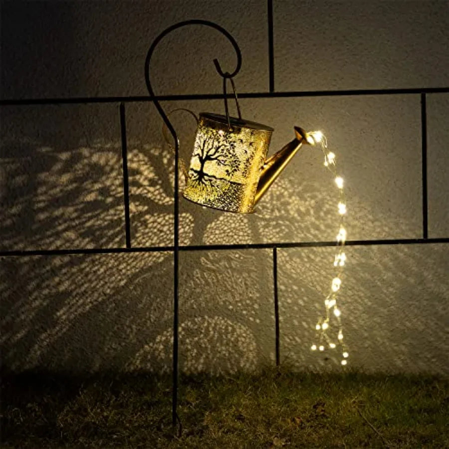 Solar Watering Can Lights Outdoor Garden Decor Cascading LED Hanging Lights