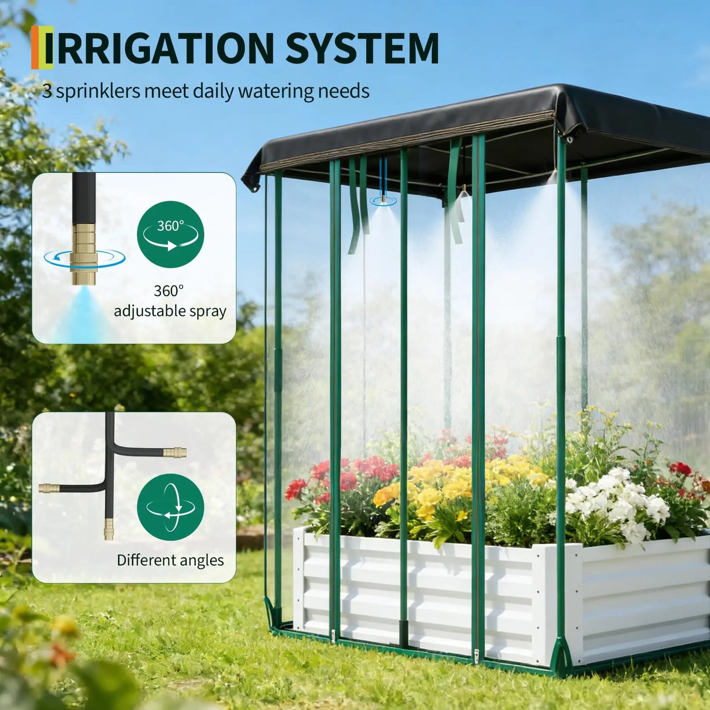 HiMISS 3in1 Raised Garden Bed Kit Metal Planter Box