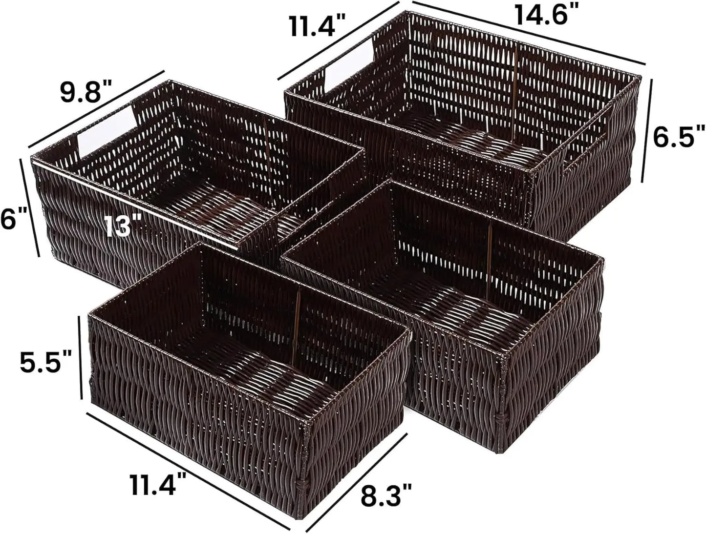 Handmade Wicker Storage Baskets Set Of 4 With Handles For Home Organization