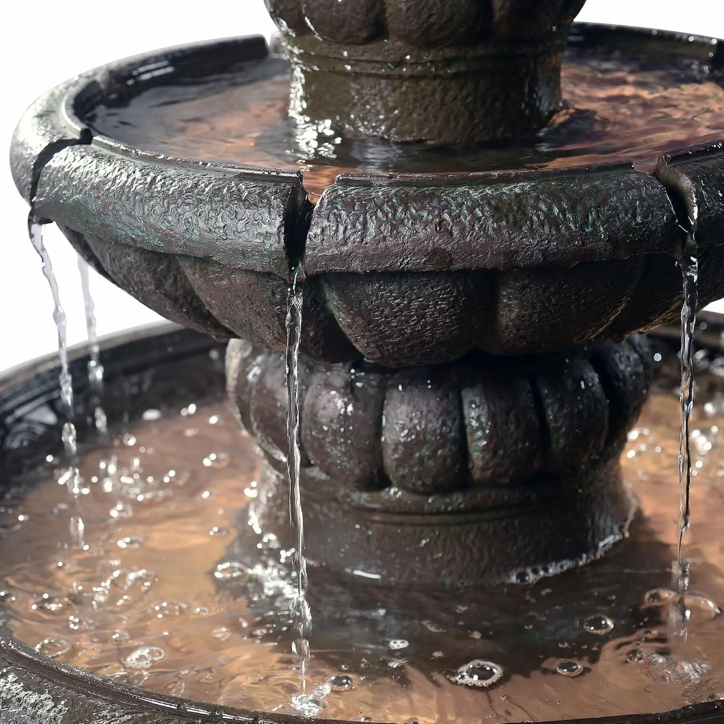 Deluxe Pineapple Pedestal 2 Tier Waterfall Fountain With Pump