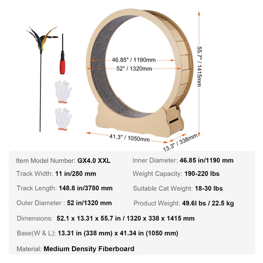 SucceBuy Wooden Cat Exercise Wheel Treadmill For Indoor Cats