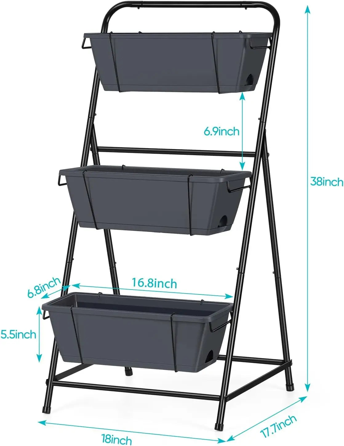 3 Tier Vertical Garden Planter With Drainage Holes And Tray