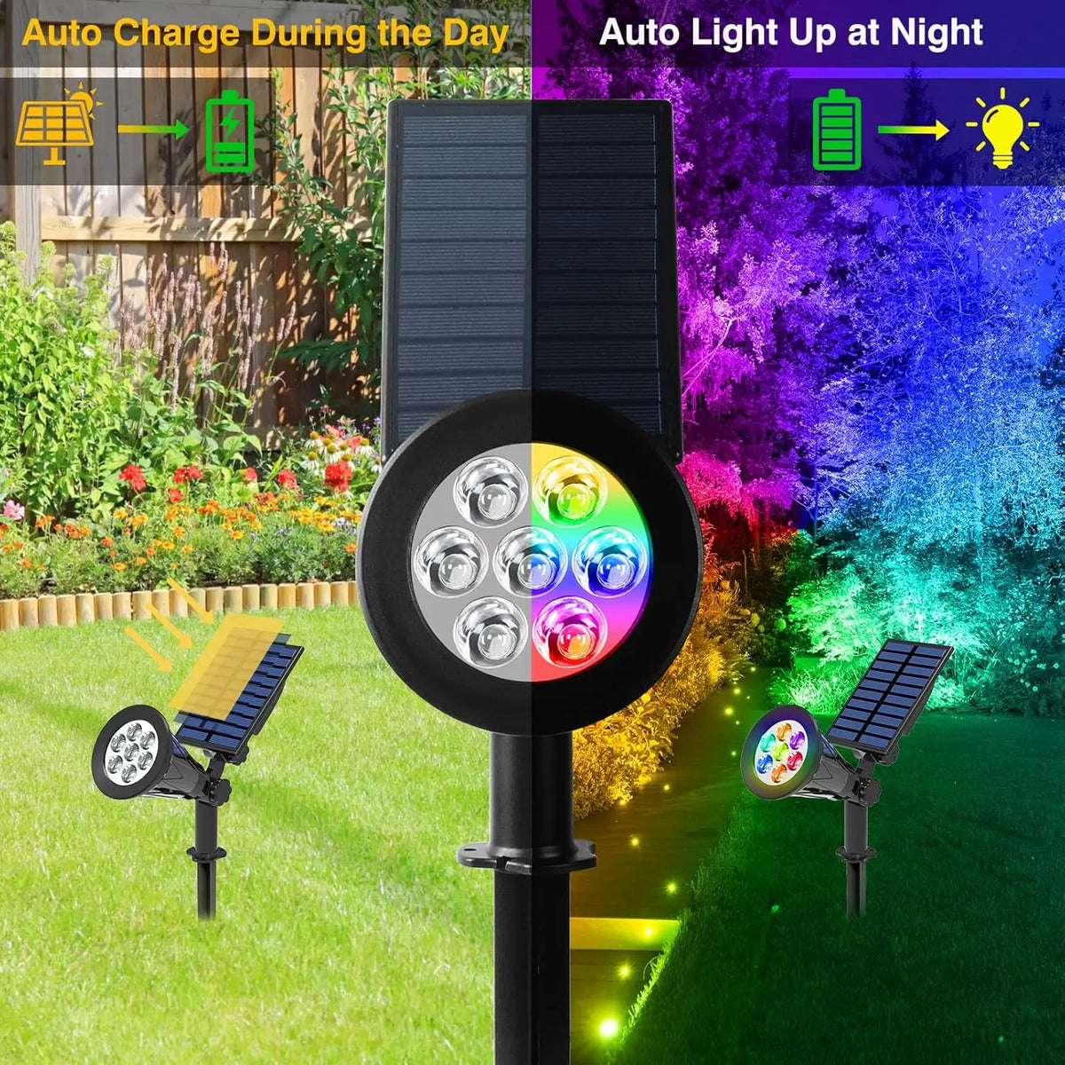 T-Sunrise Led Solar Spotlight Color Changing Outdoor Garden Light