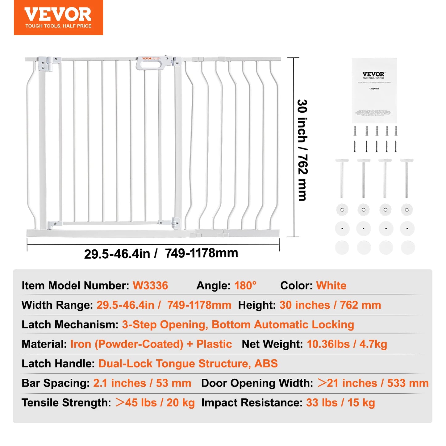 SucceBuy Pressure Mount Baby Gate Child Pet Safety