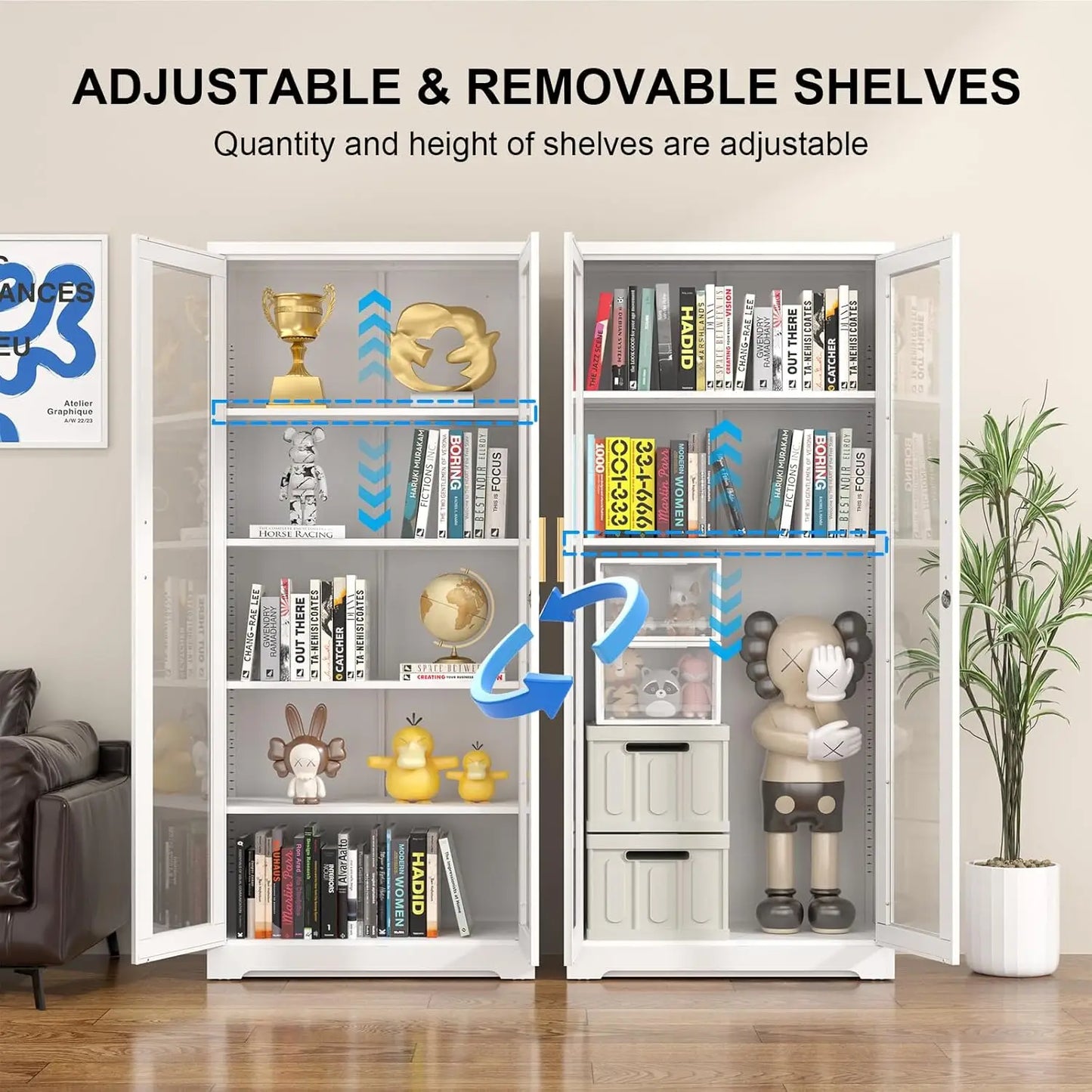 Glass Door Display Cabinet Curio Cabinet With Lock