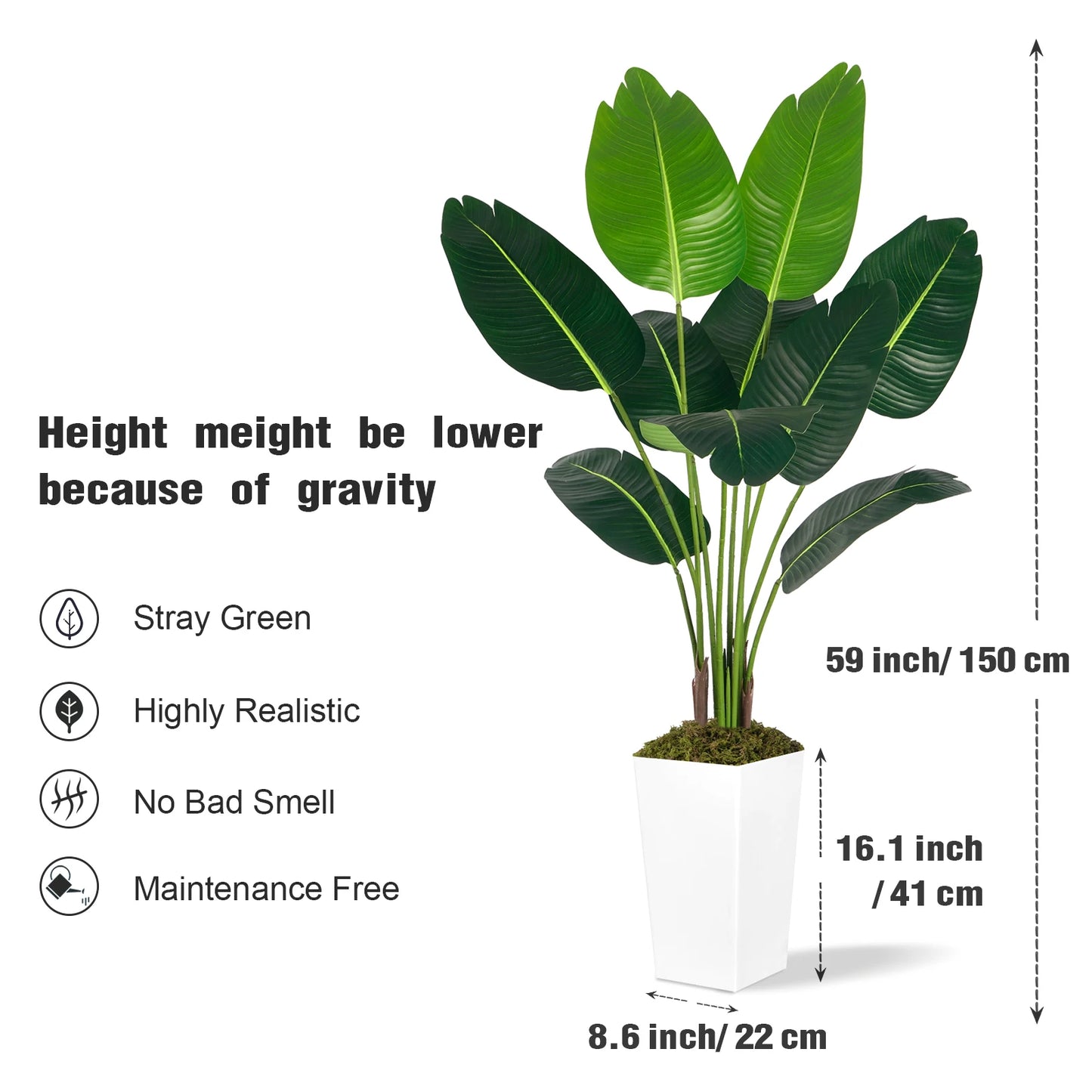 Olitree Bird Of Paradise Artificial Plant Floor Tree White Planter
