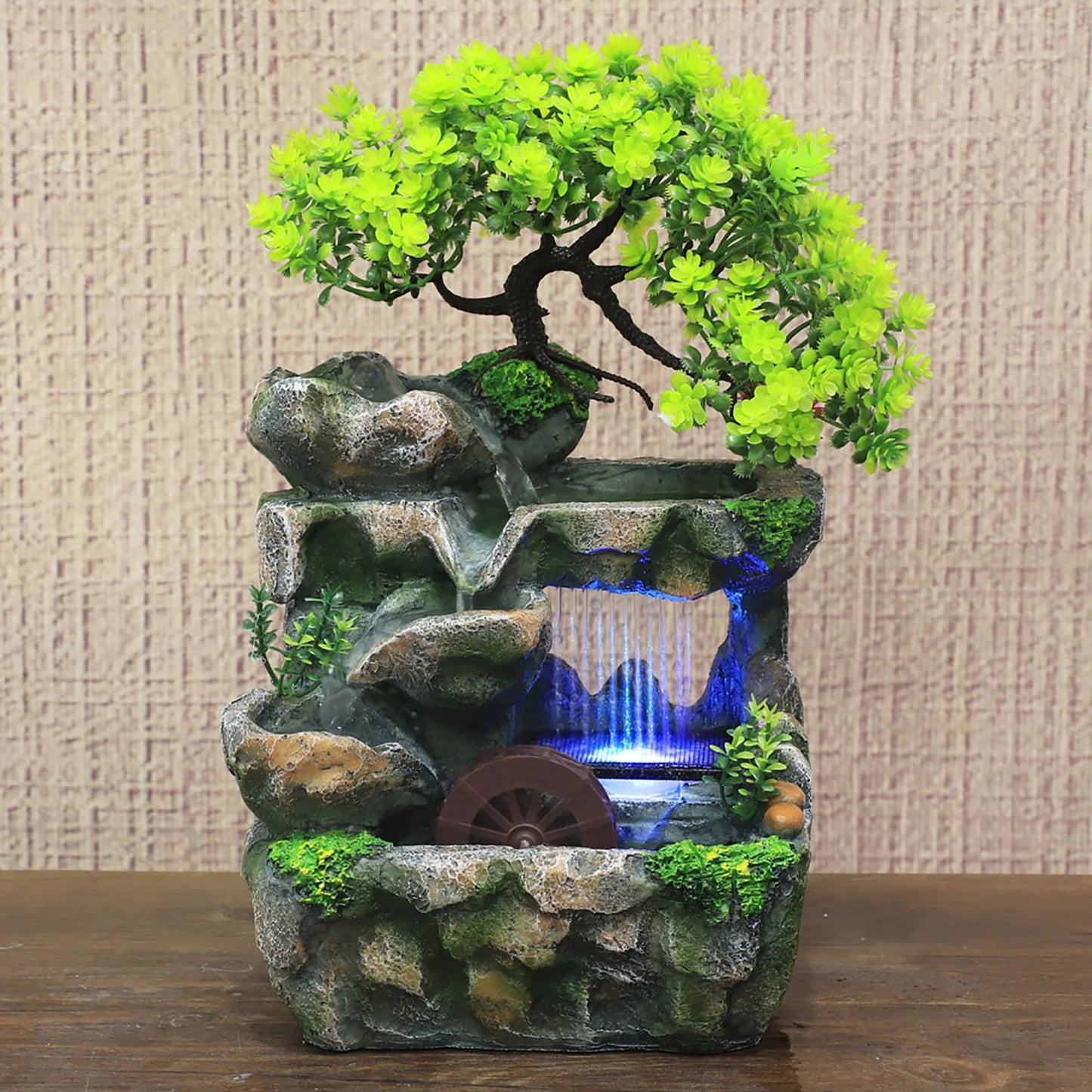 Indoor Room Fountain Waterfall Decor With Colour Changing LED Lighting
