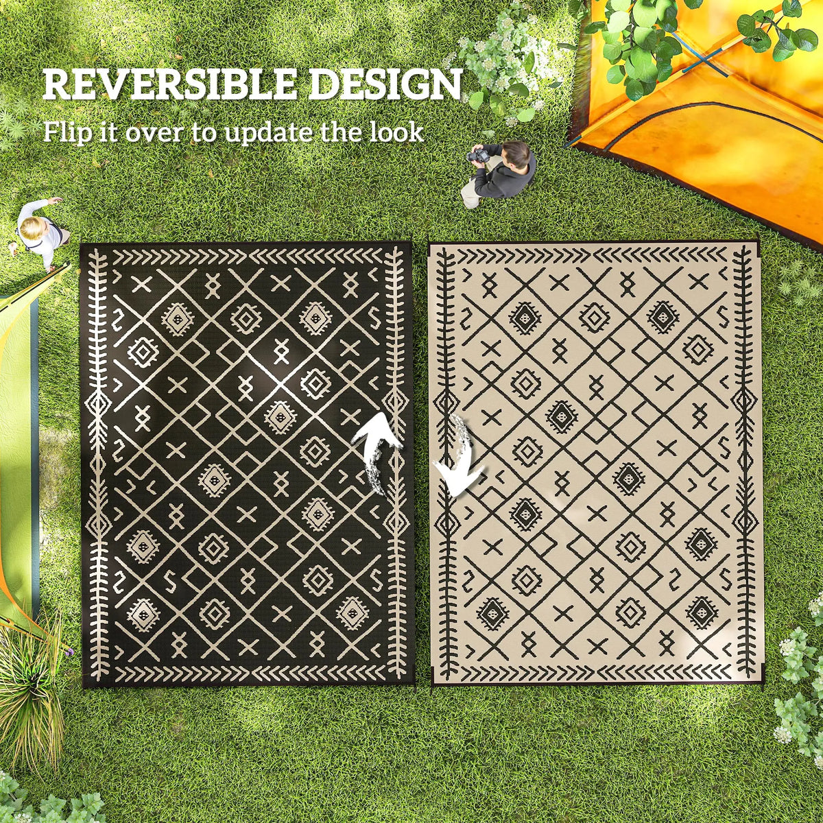 Modern Geometric Outdoor Polypropylene Floor Rug