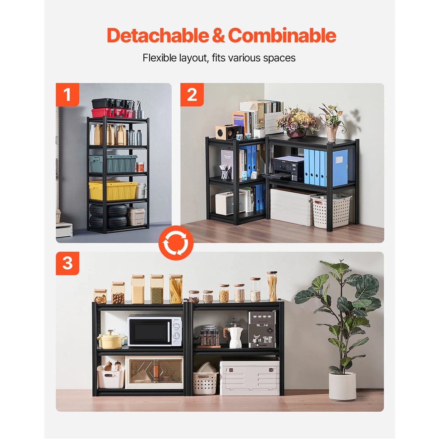 SucceBuy 5-Tier Garage Storage Shelves With Adjustable Metal Racks