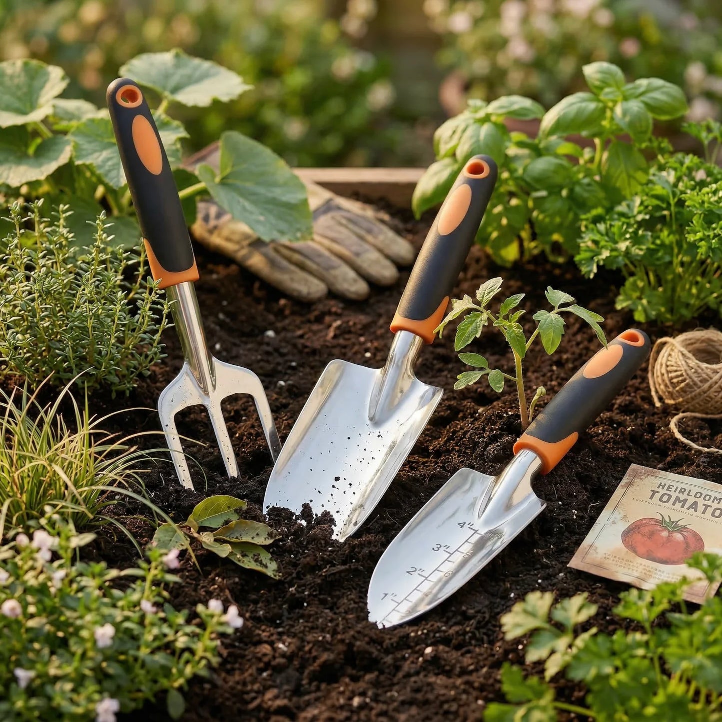 Precise Control Stainless Steel Garden Tools Set With Ergonomic Trowels